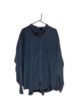 Catalina blue button down casual long sleeve cotton mens shirt size 3XL XXXL